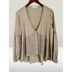 SANCIA Peasant Blouse PRINCESS LINE Tunic Ballon Sleeves Oversized Dusty Rose Si